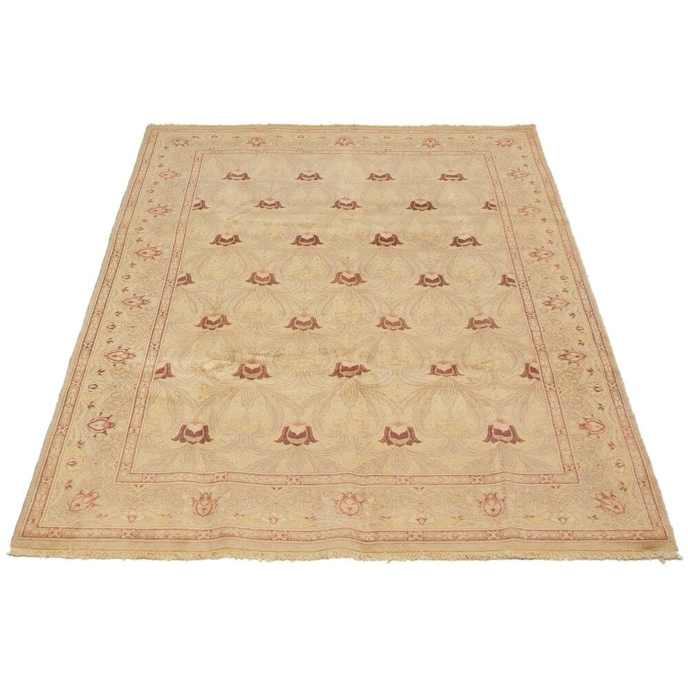 ECARPETGALLERY Hand-knotted Peshawar Oushak Khaki Wool Rug - 6'1 x 8'10