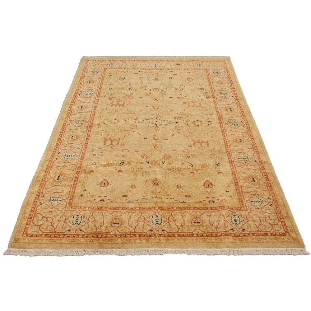 ECARPETGALLERY Hand-knotted Peshawar Oushak Light Khaki Wool Rug - 6'1 x 9'1