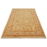 ECARPETGALLERY Hand-knotted Peshawar Oushak Light Khaki Wool Rug - 6'1 x 9'1