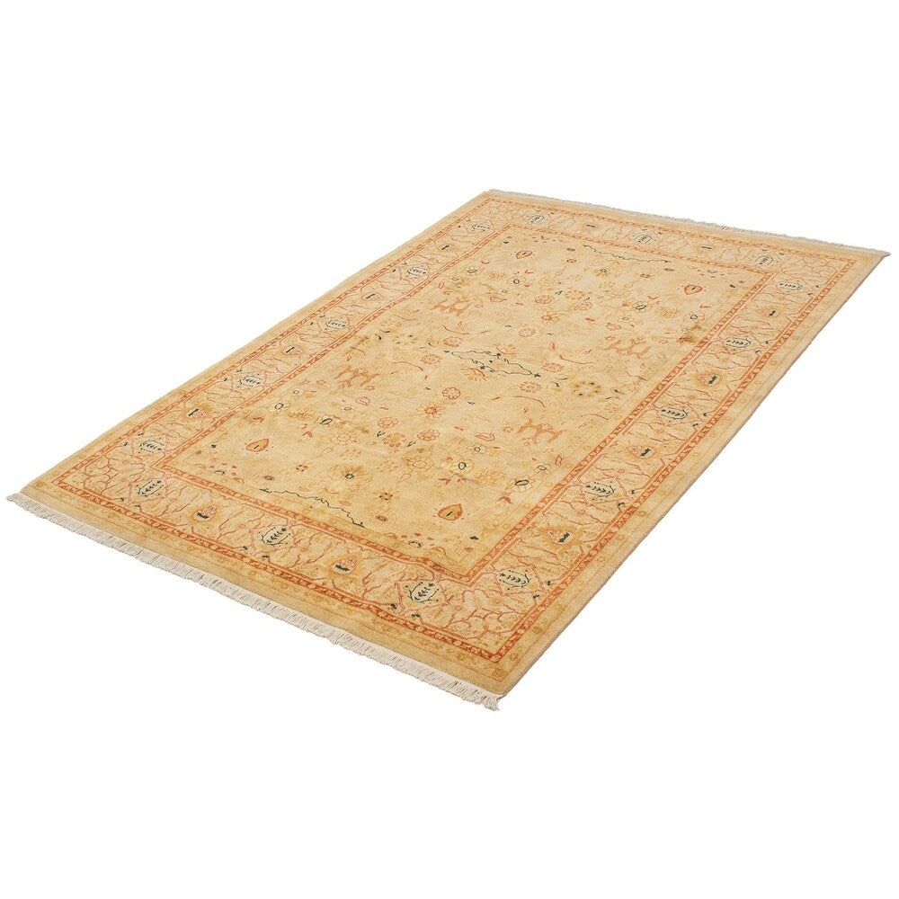 ECARPETGALLERY Hand-knotted Peshawar Oushak Light Khaki Wool Rug - 6'1 x 9'1