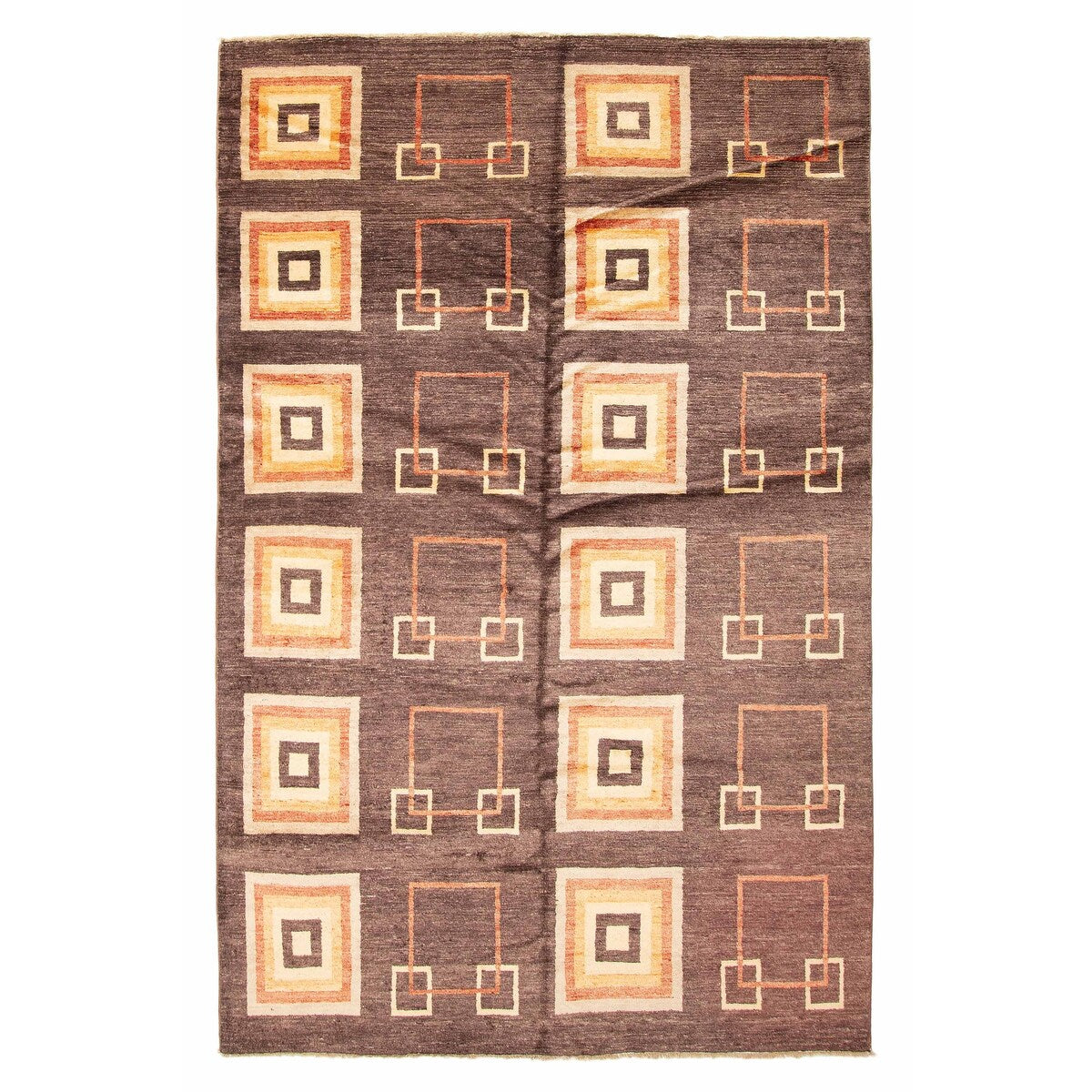 ECARPETGALLERY Hand-knotted Peshawar Ziegler Dark Brown Wool Rug - 5'7 x 8'9