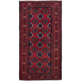 ECARPETGALLERY Hand-knotted Rizbaft Red Wool Rug - 3'11 x 7'7