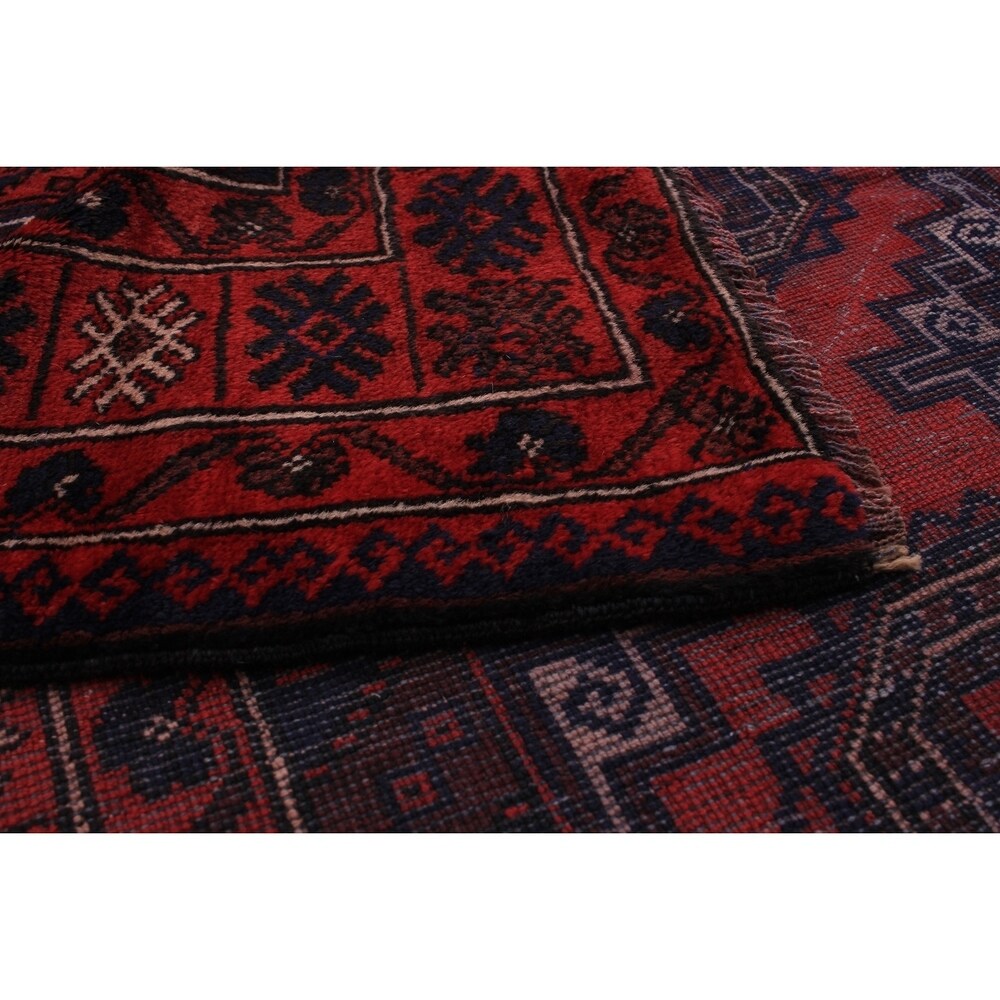 ECARPETGALLERY Hand-knotted Rizbaft Red Wool Rug - 3'11 x 7'7