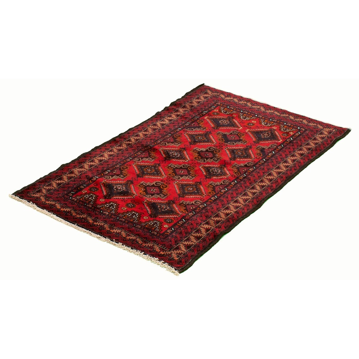 Hand-knotted Rizbaft Red Wool Rug - 3'5 x 5'11/3'5" x 5'11"