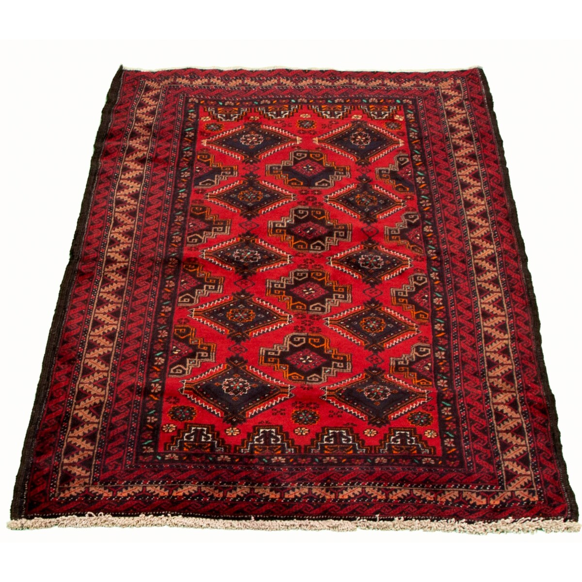 Hand-knotted Rizbaft Red Wool Rug - 3'5 x 5'11/3'5" x 5'11"