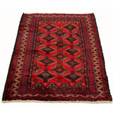 Hand-knotted Rizbaft Red Wool Rug - 3'5 x 5'11/3'5" x 5'11"