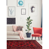 Hand-knotted Rizbaft Red Wool Rug - 3'5 x 5'11/3'5" x 5'11"