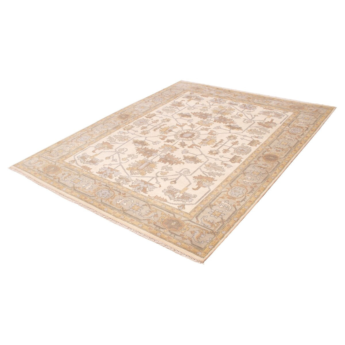 ECARPETGALLERY Hand-knotted Royal Oushak Cream Wool Rug - 8'11 x 11'11