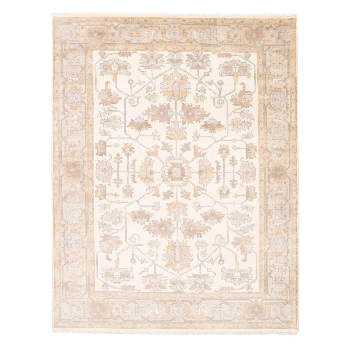 ECARPETGALLERY Hand-knotted Royal Oushak Cream Wool Rug - 8'11 x 11'11