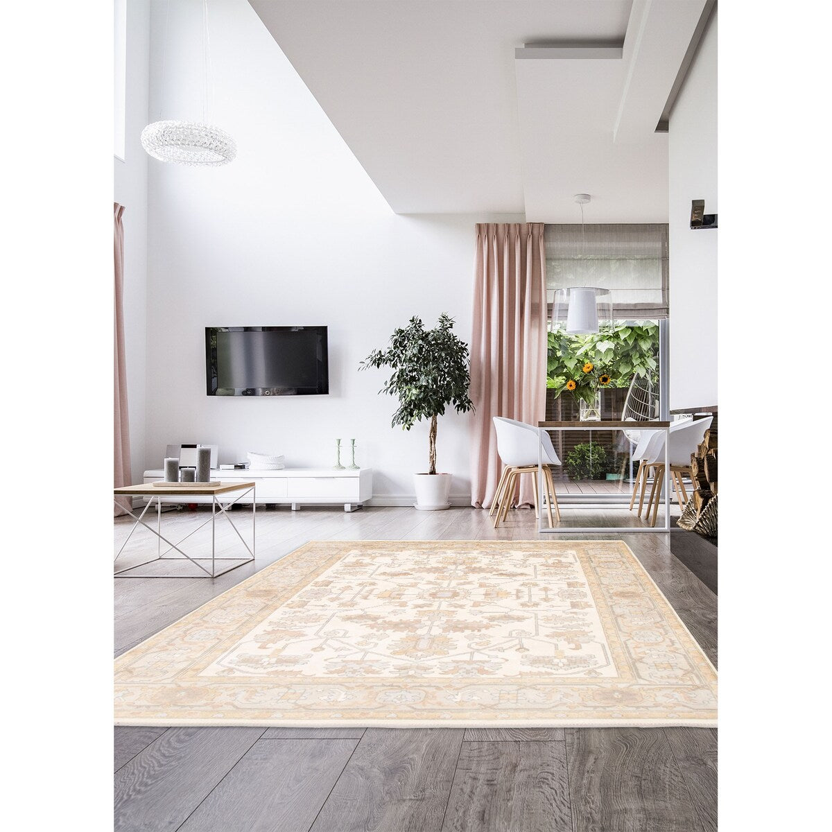 ECARPETGALLERY Hand-knotted Royal Oushak Cream Wool Rug - 8'11 x 11'11