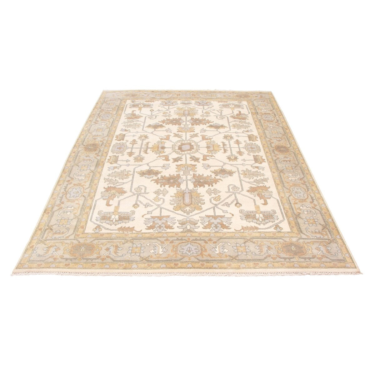 ECARPETGALLERY Hand-knotted Royal Oushak Cream Wool Rug - 8'11 x 11'11