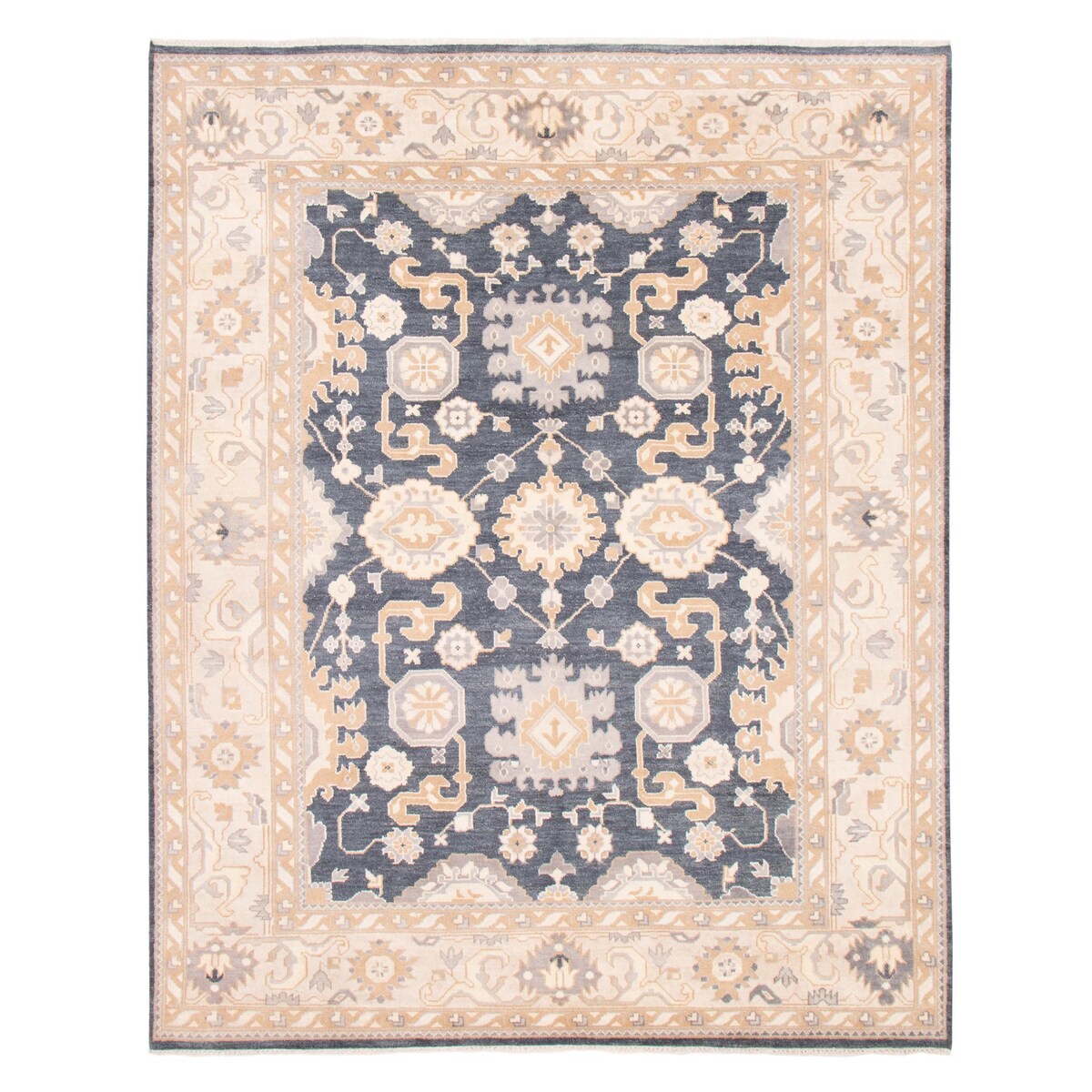 ECARPETGALLERY Hand-knotted Royal Oushak Dark Grey Wool Rug - 9'4 x 11'9