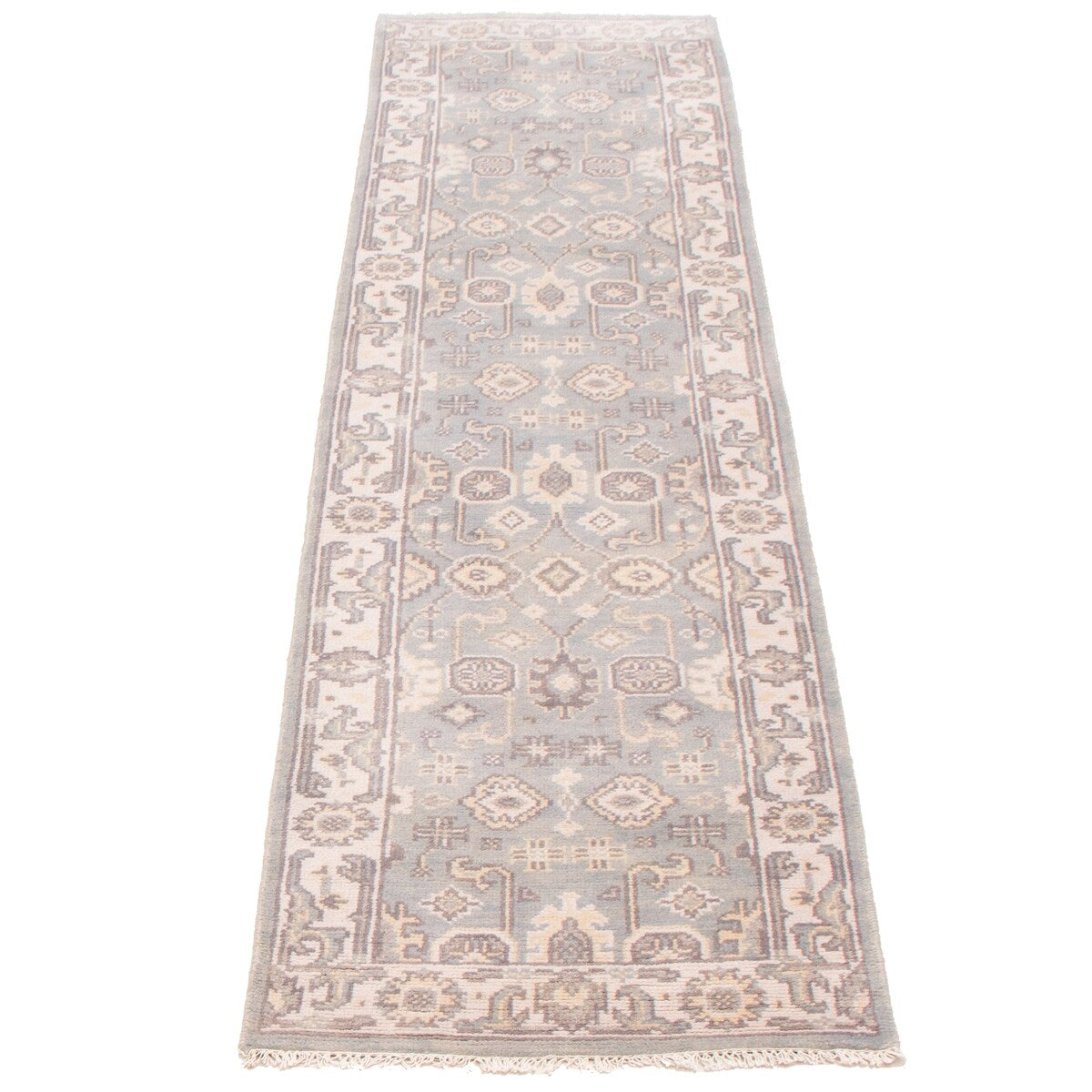 ECARPETGALLERY Hand-knotted Royal Oushak Grey Wool Rug - 2'7 x 10'2