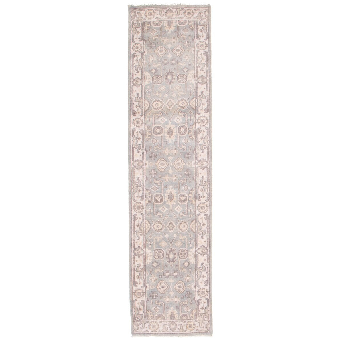 ECARPETGALLERY Hand-knotted Royal Oushak Grey Wool Rug - 2'7 x 10'2