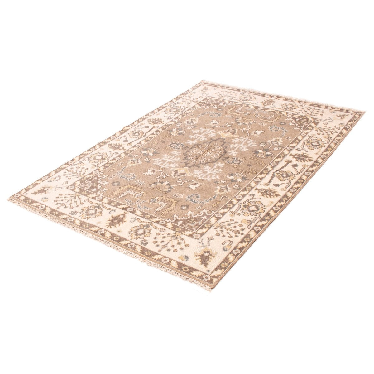 ECARPETGALLERY Hand-knotted Royal Oushak Light Khaki Wool Rug - 6'0 x 9'1