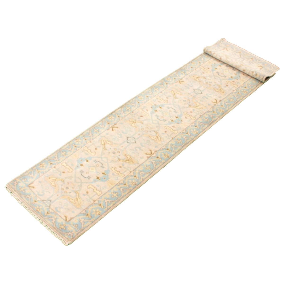 Hand-knotted Royal Ushak Khaki Wool Rug - 2'9" x 19'9" Runner/2'9 x 19'9