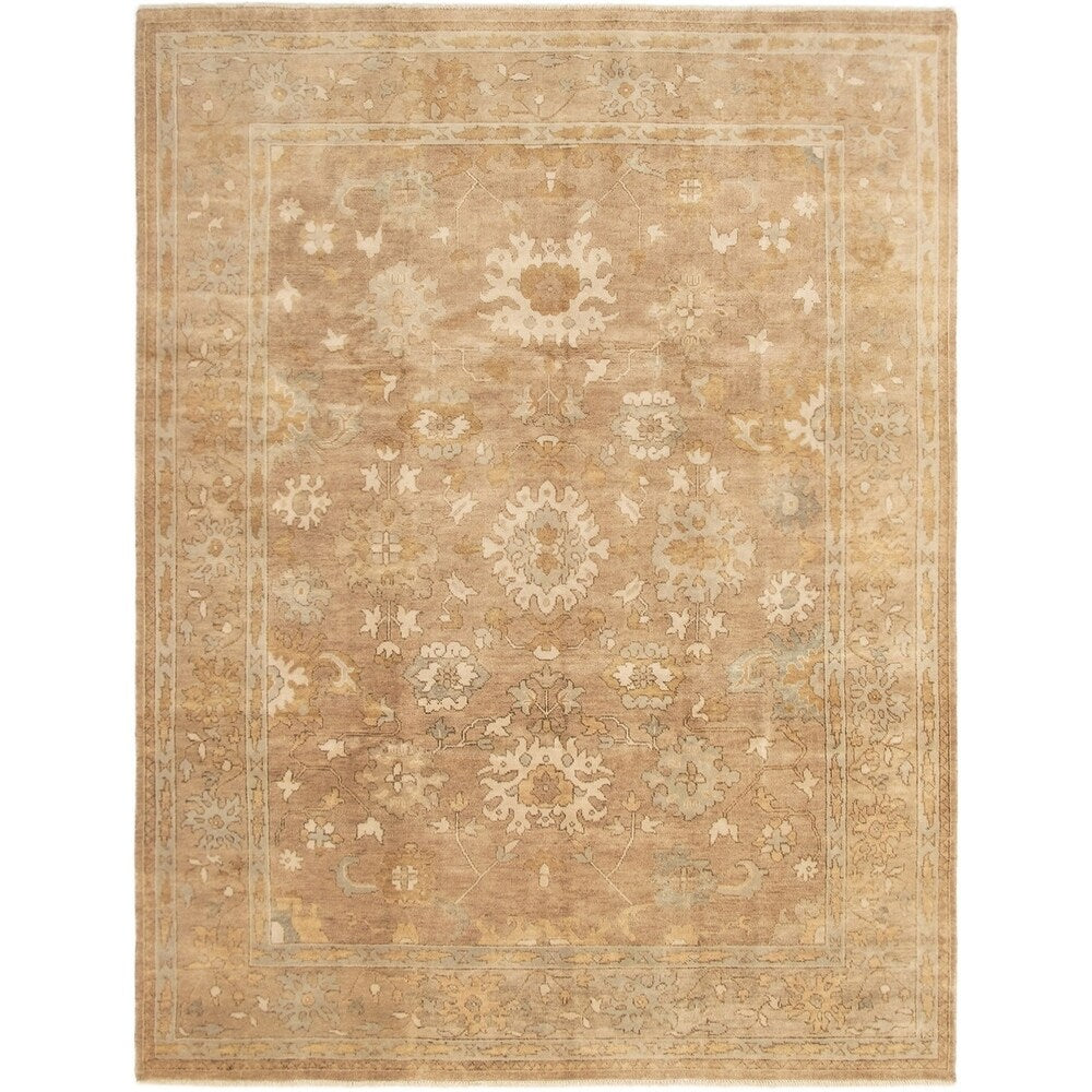 ECARPETGALLERY Hand-knotted Royal Ushak Tan Wool Rug - 9'0 x 12'0