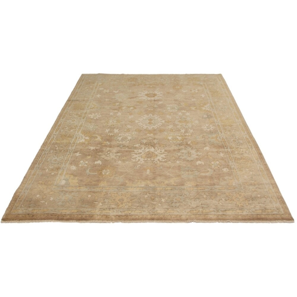 ECARPETGALLERY Hand-knotted Royal Ushak Tan Wool Rug - 9'0 x 12'0