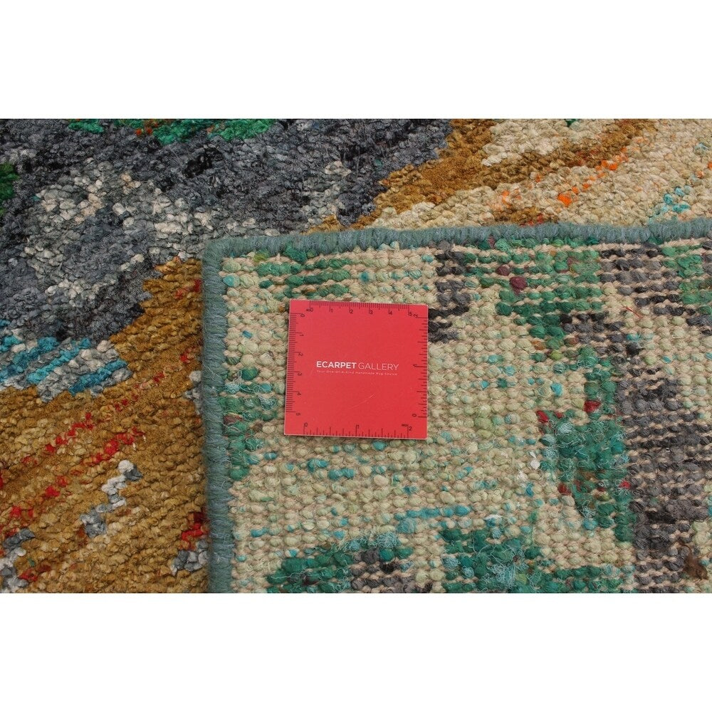 ECARPETGALLERY Hand-knotted Sari Silk Green Silk Rug - 5'1 x 7'5