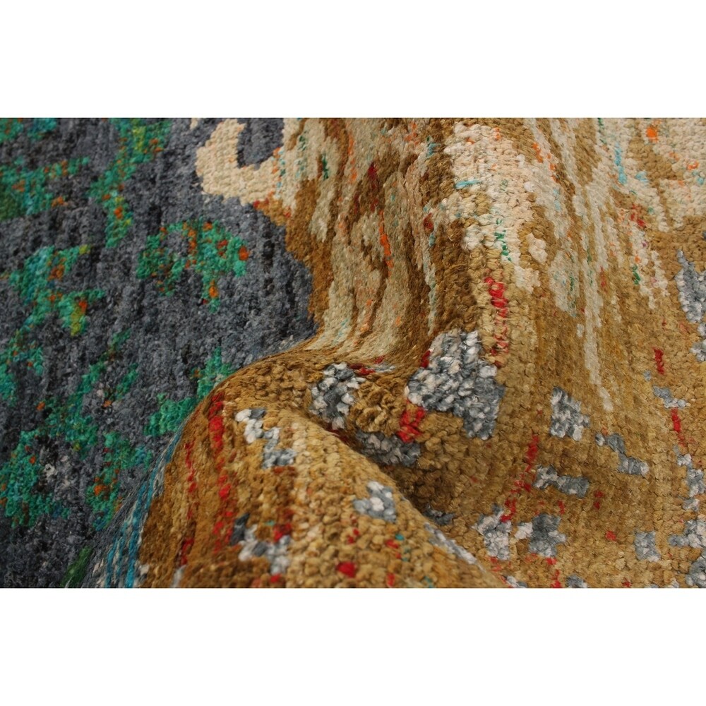 ECARPETGALLERY Hand-knotted Sari Silk Green Silk Rug - 5'1 x 7'5