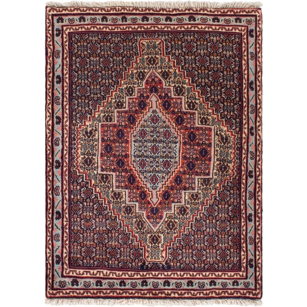 ECARPETGALLERY Hand-knotted Senneh Dark Navy, Red Wool Rug - 2'7 x 3'6