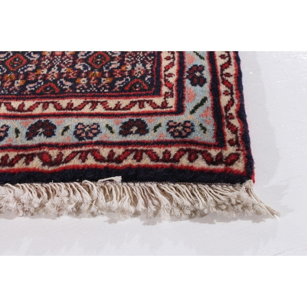 ECARPETGALLERY Hand-knotted Senneh Dark Navy, Red Wool Rug - 2'7 x 3'6
