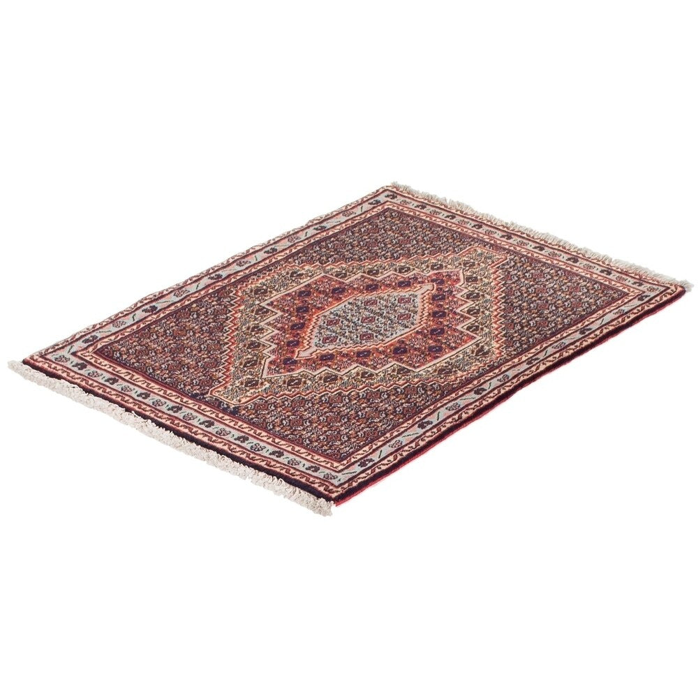 ECARPETGALLERY Hand-knotted Senneh Dark Navy, Red Wool Rug - 2'7 x 3'6