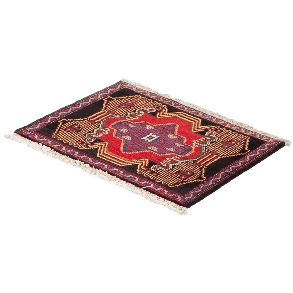 ECARPETGALLERY Hand-knotted Senneh Red Wool Rug - 2'8 x 1'10