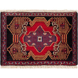ECARPETGALLERY Hand-knotted Senneh Red Wool Rug - 2'8 x 1'10