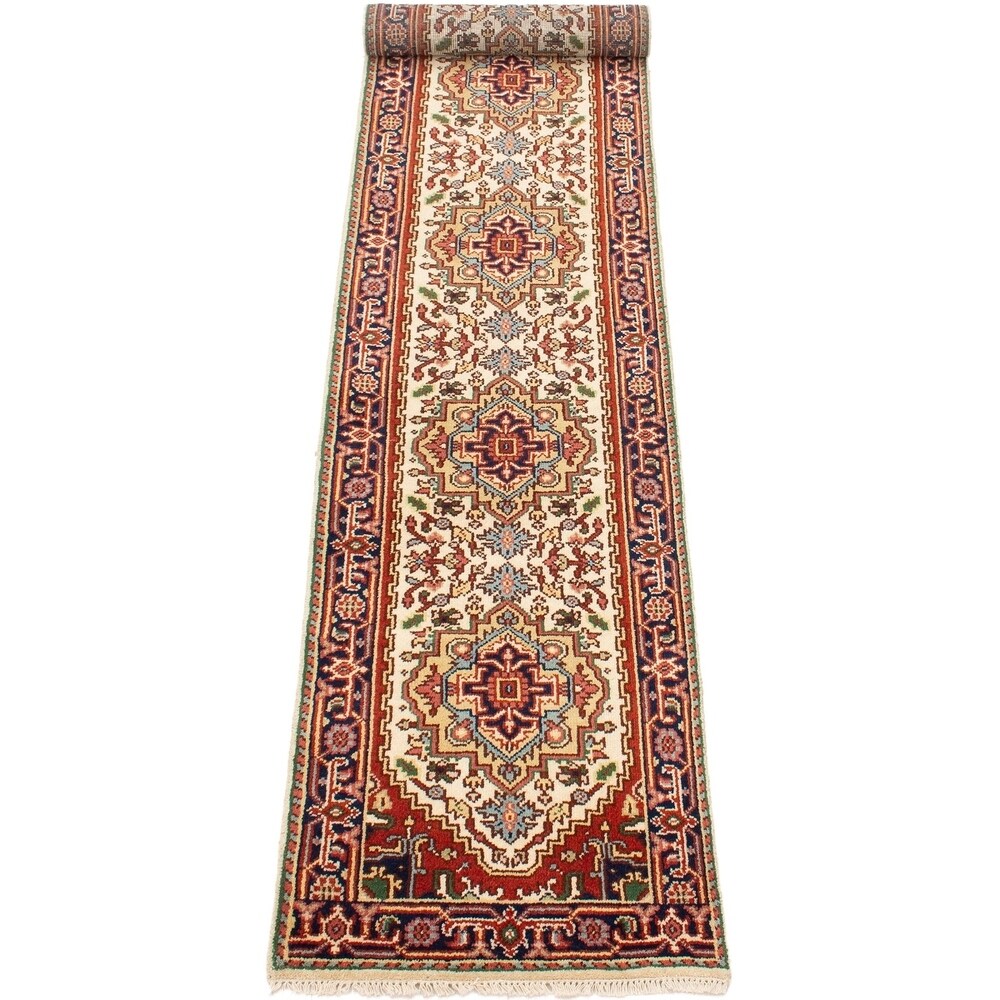 ECARPETGALLERY Hand-knotted Serapi Heritage Cream Wool Rug - 2'7 x 12'1
