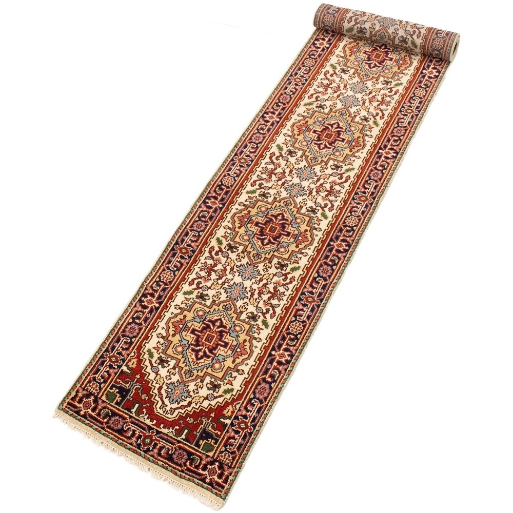 ECARPETGALLERY Hand-knotted Serapi Heritage Cream Wool Rug - 2'7 x 12'1