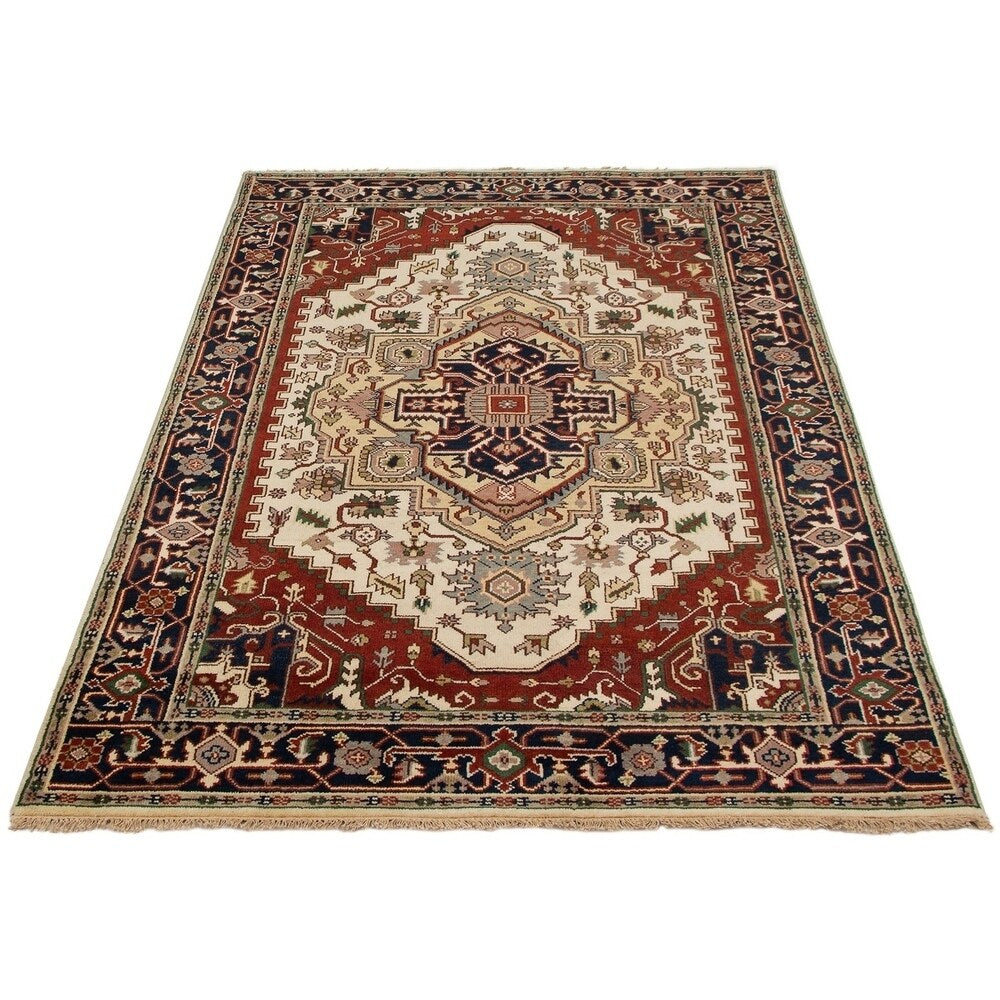 ECARPETGALLERY Hand-knotted Serapi Heritage Cream Wool Rug - 5'9 x 8'11