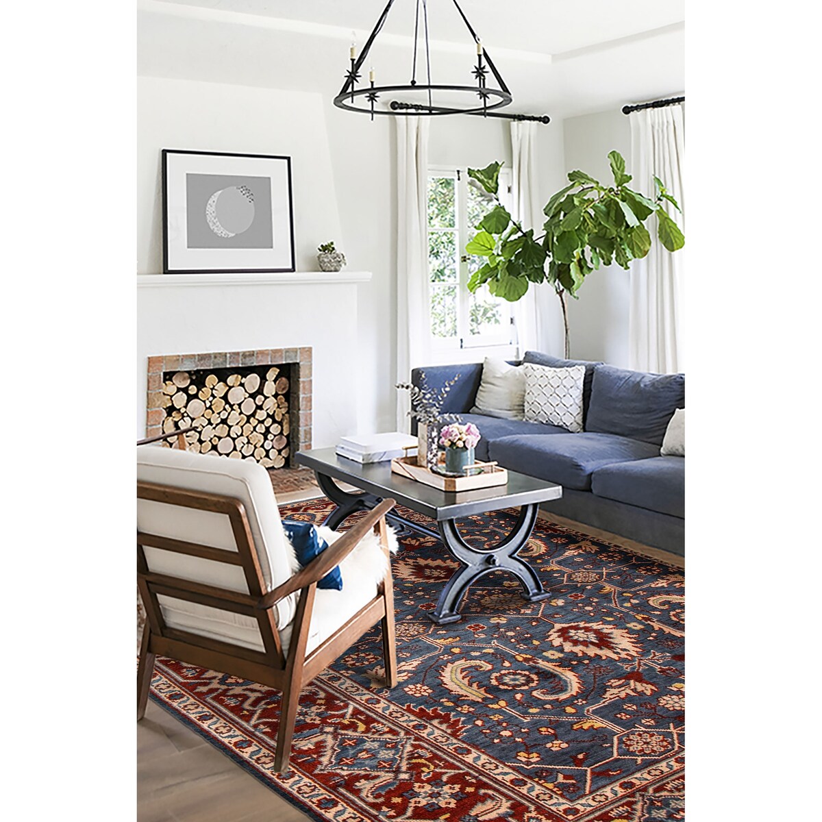 ECARPETGALLERY Hand-knotted Serapi Heritage Dark Blue Wool Rug - 7'9 x 10'4