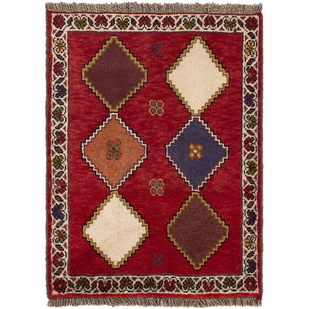 ECARPETGALLERY Hand-knotted Shiraz Qashqai Red Wool Rug - 2'3 x 3'1
