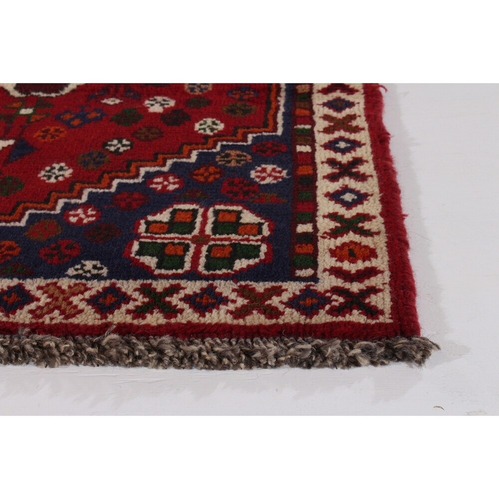 ECARPETGALLERY Hand-knotted Shiraz Qashqai Red Wool Rug - 2'3 x 3'1