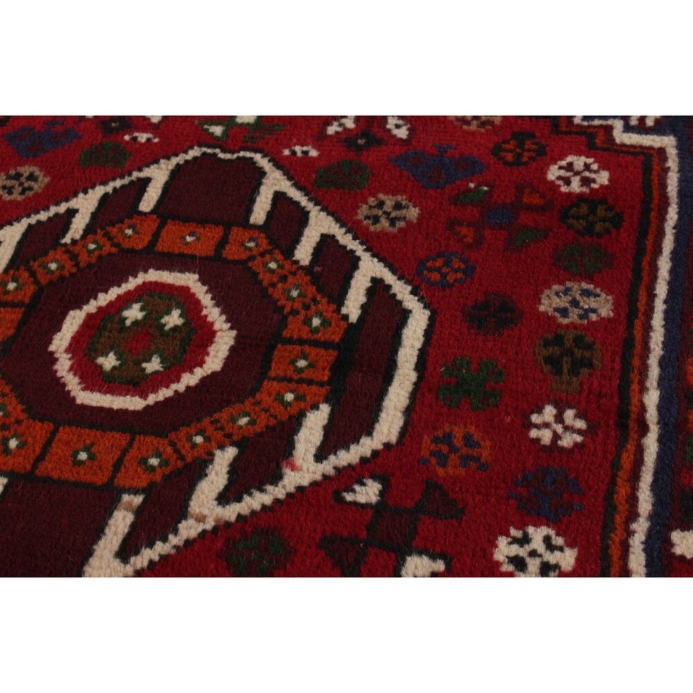 ECARPETGALLERY Hand-knotted Shiraz Qashqai Red Wool Rug - 2'3 x 3'1
