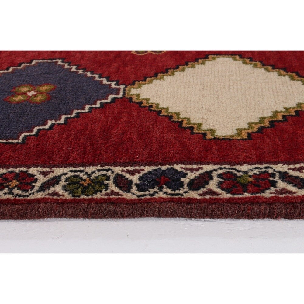 ECARPETGALLERY Hand-knotted Shiraz Qashqai Red Wool Rug - 2'3 x 3'1