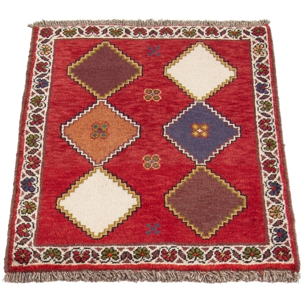ECARPETGALLERY Hand-knotted Shiraz Qashqai Red Wool Rug - 2'3 x 3'1