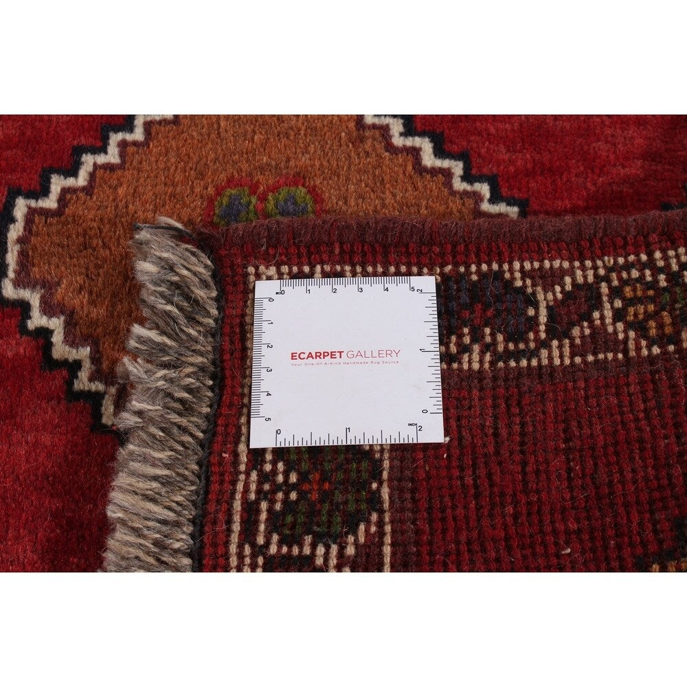 ECARPETGALLERY Hand-knotted Shiraz Qashqai Red Wool Rug - 2'3 x 3'1