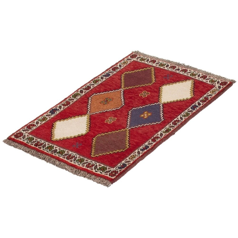 ECARPETGALLERY Hand-knotted Shiraz Qashqai Red Wool Rug - 2'3 x 3'1