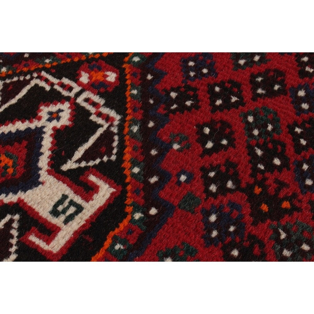 Hand-knotted Shiraz Red Wool Rug - 2'9" x 9'8" Runner
