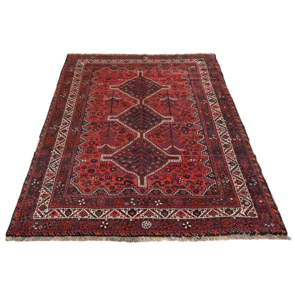 ECARPETGALLERY Hand-knotted Shiraz Red Wool Rug - 5'8 x 7'10