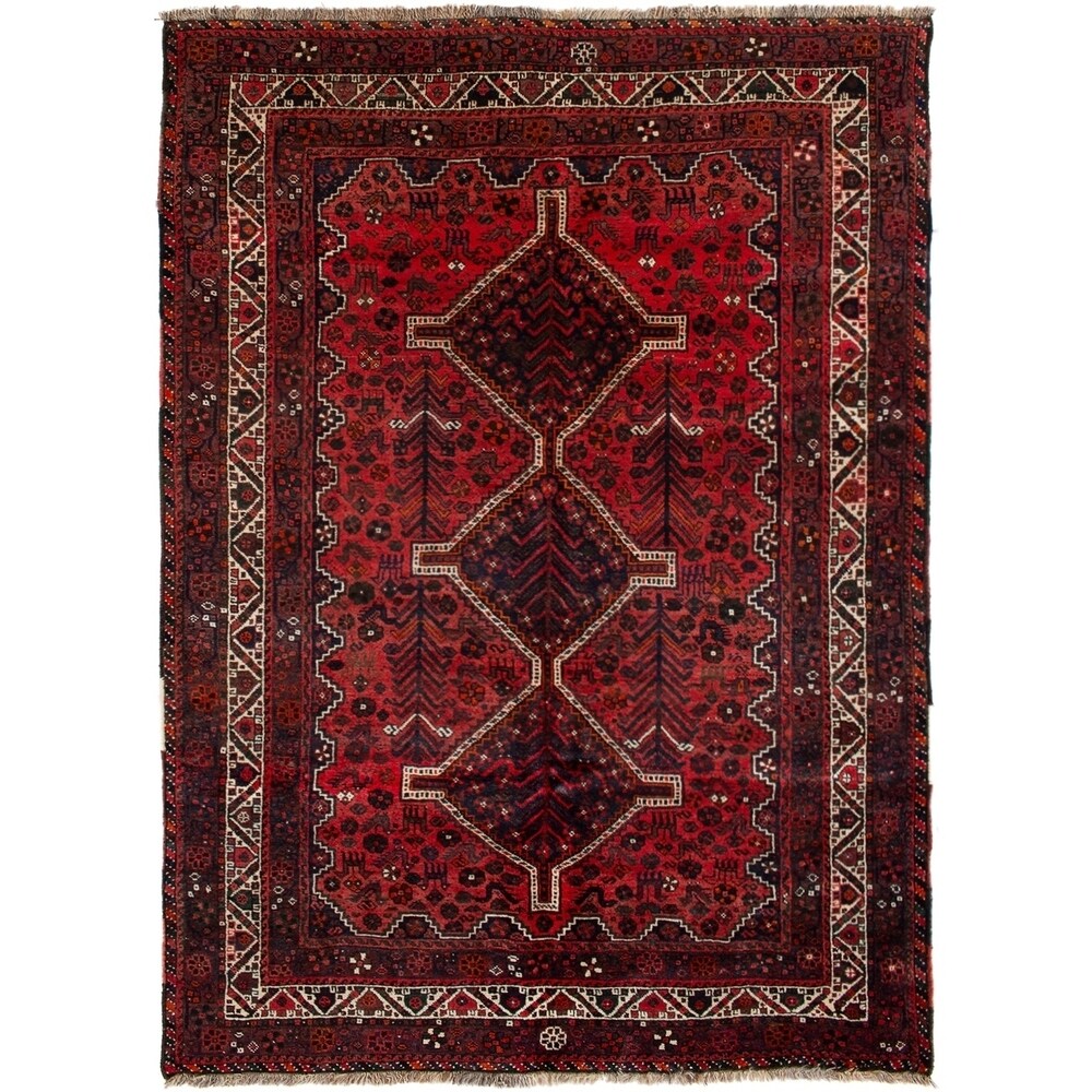 ECARPETGALLERY Hand-knotted Shiraz Red Wool Rug - 5'8 x 7'10