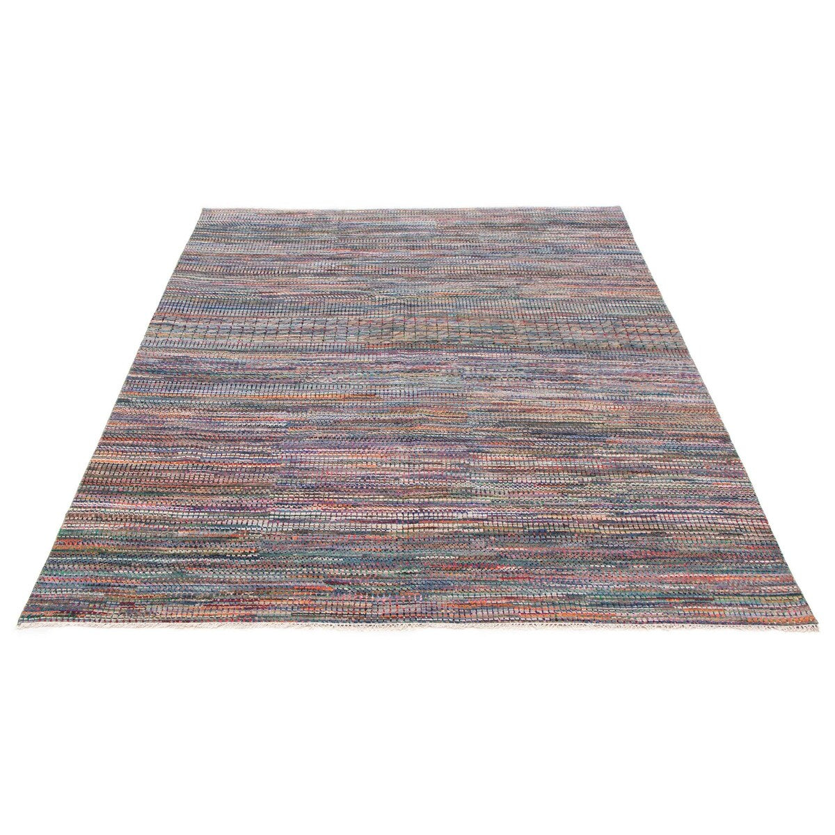 ECARPETGALLERY Hand-knotted Silk Shadow Dark Blue Wool Rug - 7'11 x 10'0