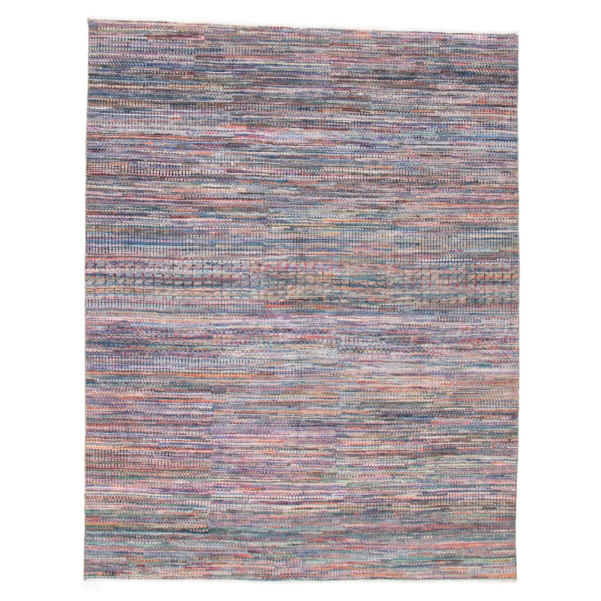 ECARPETGALLERY Hand-knotted Silk Shadow Dark Blue Wool Rug - 7'11 x 10'0