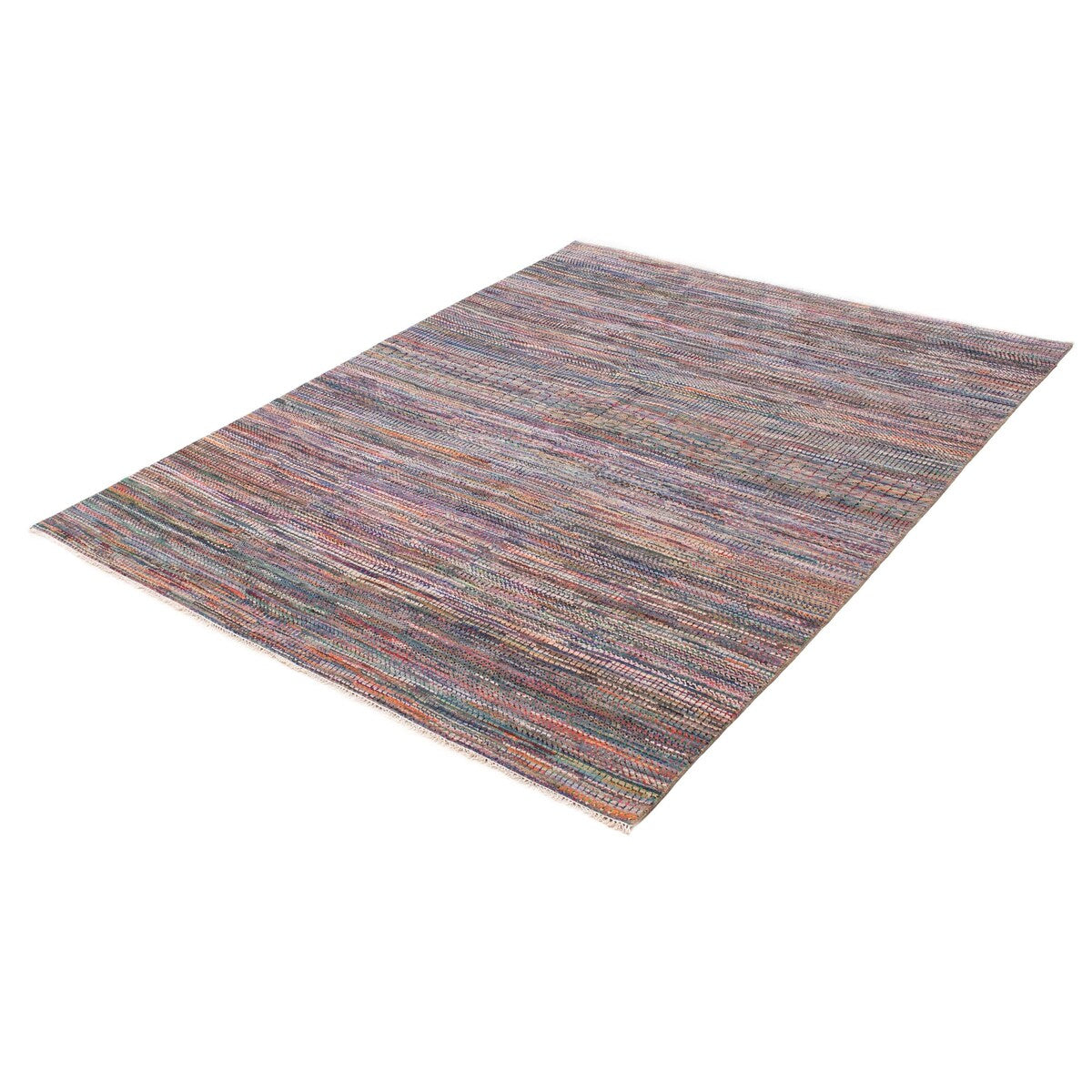 ECARPETGALLERY Hand-knotted Silk Shadow Dark Blue Wool Rug - 7'11 x 10'0