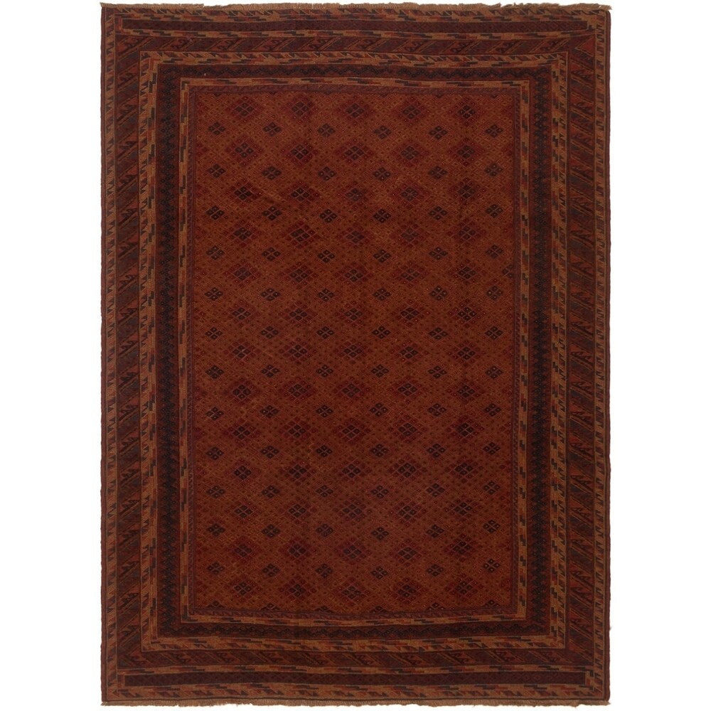 ECARPETGALLERY Hand-knotted Tajik Caucasian Brown Copper Wool Rug - 6'8 x 9'1