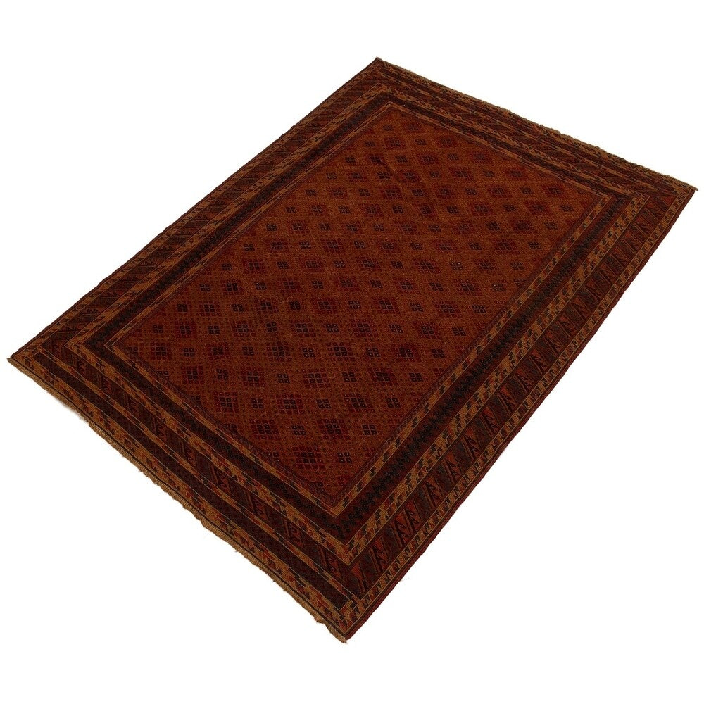 ECARPETGALLERY Hand-knotted Tajik Caucasian Brown Copper Wool Rug - 6'8 x 9'1