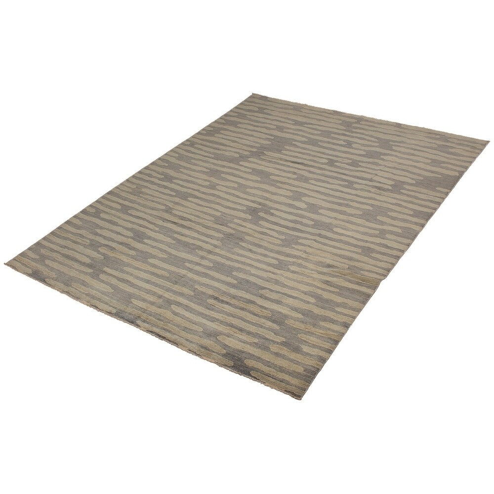 Hand-knotted Tangier Grey Wool Rug - 9'0 x 12'1