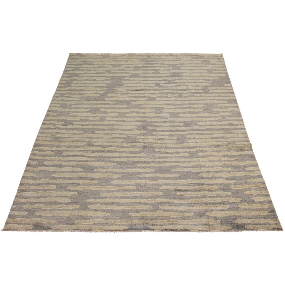 Hand-knotted Tangier Grey Wool Rug - 9'0 x 12'1